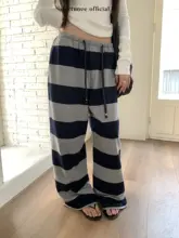 春にぴったりな粗いストライプのカジュアルワイドパンツ【フィット・ロング丈】（セットアップ対応）