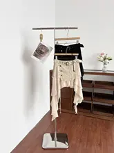 アメリカンヴィンテージ風 不規則デザイン ハイウエスト Aラインスカート【女性用・スリム効果・着回しOK】