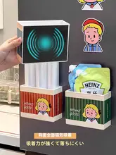 可愛らしいキッチン用マグネット収納ボックス【穴あけ不要・冷蔵庫横取り付け・ラップ・ストロー・カトラリー収納】