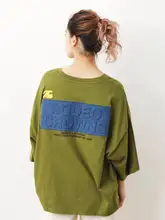 重工刺繍入りラウンドネック広めサイズTシャツ【夏用・女性用】