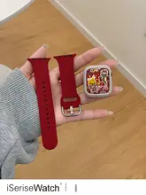 秋冬対応の赤いシリコンバンド【カラーコンビ・Apple Watch用・女性向け・スポーツスタイル】