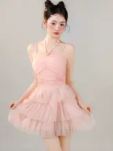 優雅な花房デザインの水着【フランス風・可愛いケーキスカート・体型カバー】