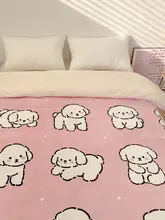 白犬デザインの毛布カバー【冬用・極上の柔らかさ】