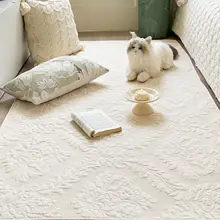 綿100%の水洗い可能な刺繍入りベッドサイドマット【滑り止め付き】