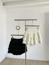 レース切り替え 高腰Aラインスカート【ピンク・防透け・冬用】（セットアップ対応）