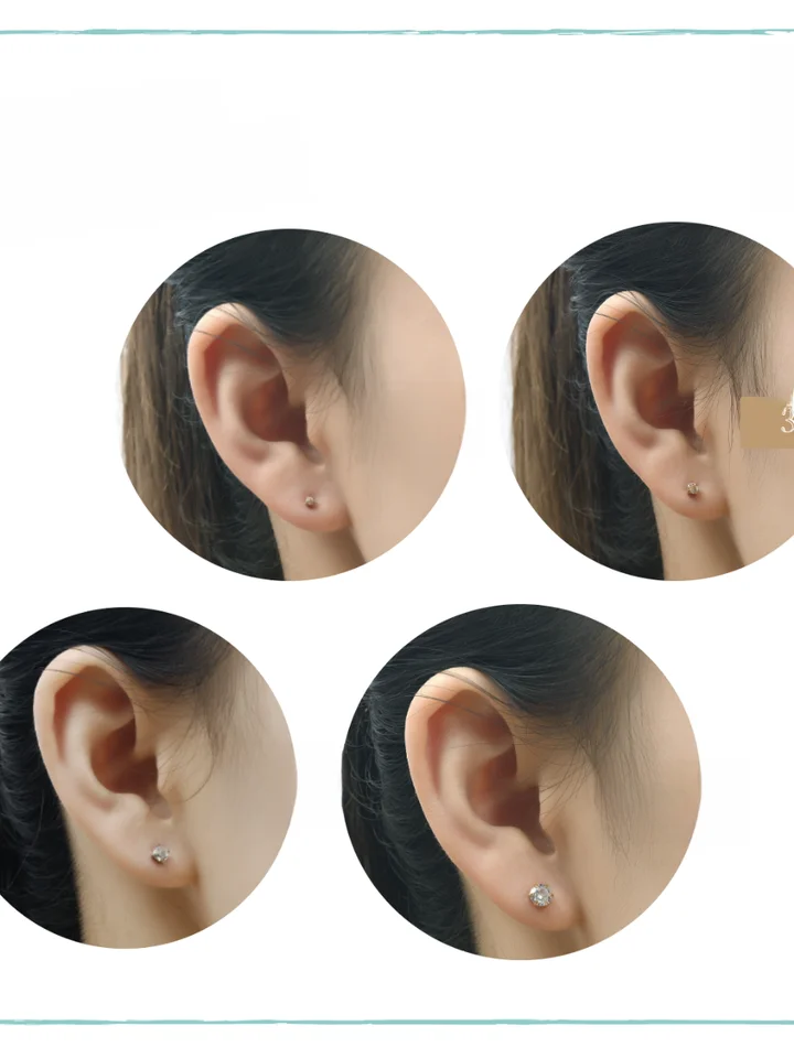 医療用チタン製シンプルデザインの耳飾り【キラキラのジルコニア・睡眠用・アレルギー対応】