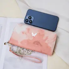 リボンデザインの長財布【ファスナー付き・女性用・ポンポンチャーム】