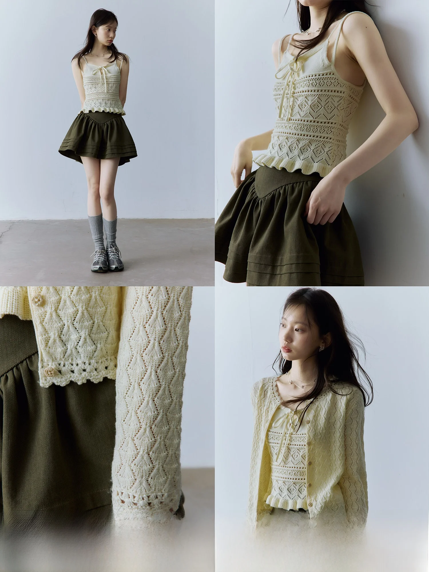 重工仿手工フラワー刺繍付き柔らかい白の毛織り2点セットの特徴と実用性