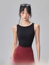 胸パッド付きスポーツタンクトップ【防震・ヨガ・ランニング・フィットネス用・ノースリーブ】