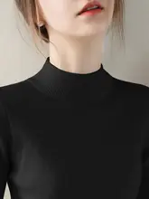 黒のハイネック長袖ニットトップス【レディース・フィット感・春用】
