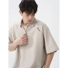 ワッフル生地の半袖ポロシャツ【刺繍デザイン・カジュアル・夏用】