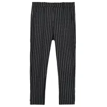 ストライプデザインの弾力性のあるテーパードパンツ【カジュアル・九分丈・男性用】