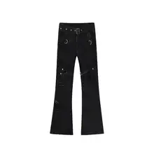 ゆったりした多ポケットデニムパンツ【ユニセックス・ウォッシュ加工・バインダー付き・カジュアル】（セットアップ対応）