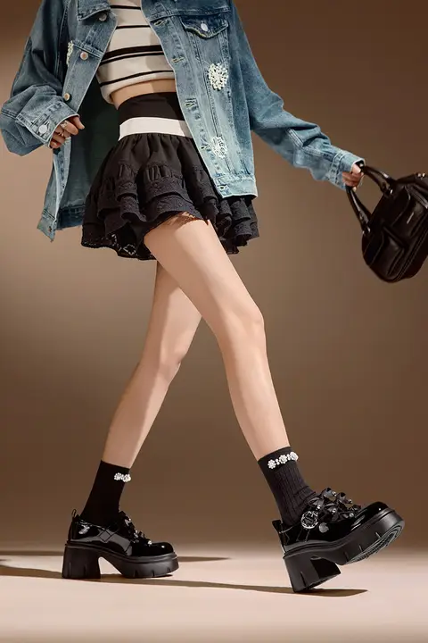 厚底ローファー ブラック【女性用・快適・JKスタイル】