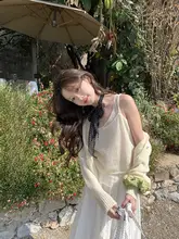 柔らかい薄手ニットカーディガンとノースリーブキャミソールの二点セット（セットアップ対応）