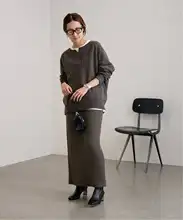 100%ウール製 厚手ハイウエストロングスカート【秋冬向け・着回し可能】【セットアップ対応】