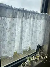 ナチュラルな雰囲気のフラワープリント半カーテン【デイジーデザイン・フランススタイル・台所や窓辺に最適】