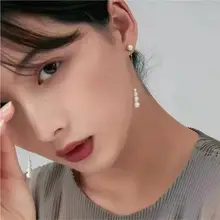 クラシックデザインのロングラウンドパールフリンジイヤリング【アレルギー対応・2way装着可能】