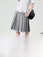 春用JK制服 半身スカート【高ウエスト・白・ドット柄・フリル付き】