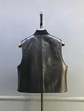 ラムレザー製 ノーカラーベスト【ショート丈・シンプルデザイン・カジュアル】