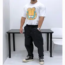 質感ある発泡プリント メンズ  修身半袖Tシャツ【全棉・小さめネック・夏用】