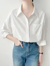 女性用白色シフォン長袖シャツ【ゆったりフィット・カジュアル・シワになりにくい・ビジネスカジュアル】