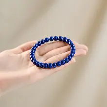天然の帝王青金石手作りブレスレット【老型ビーズ・極上の柔らかさ】