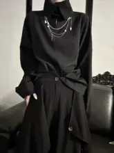 高級感あふれるデザインの長袖ハイネックシャツ【レトロスタイル・春用・ルーズフィット】