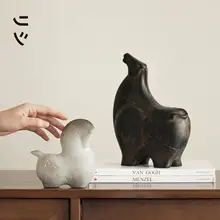 栗石製 抽象的な玉石風馬の置物【新中式・インテリア装飾用】