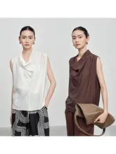 軽やかで涼感のある微透けノースリーブシャツ【夏用・デザイン性のある大人の雰囲気】