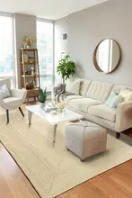手織りウールラグ【厚手・四角形・リビング用・ソファや畳に最適】