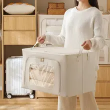 厚手布製スチールフレーム衣類収納ボックス【大容量・折りたたみ・整理整頓に最適】