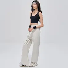 高腰ヨガパンツ【クールなデザイン・レディース・広がるシルエット・トレーニング用】（セットアップ対応）