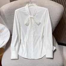 おしゃれなリボン付きトップス【フレンチスタイル・ニット素材・秋用】（セットアップ対応）