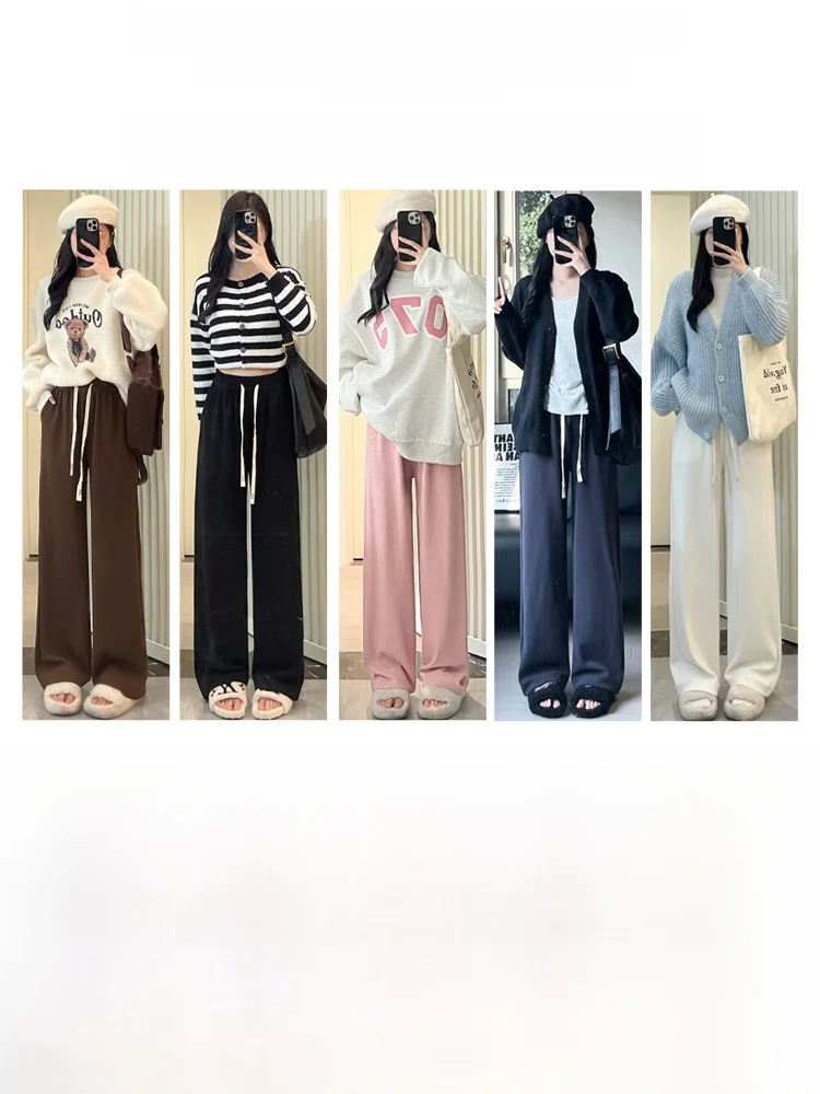 カフェブラウン コーデュロイ ワイドパンツ：秋冬通勤風の高腰直筒スタイルを実現