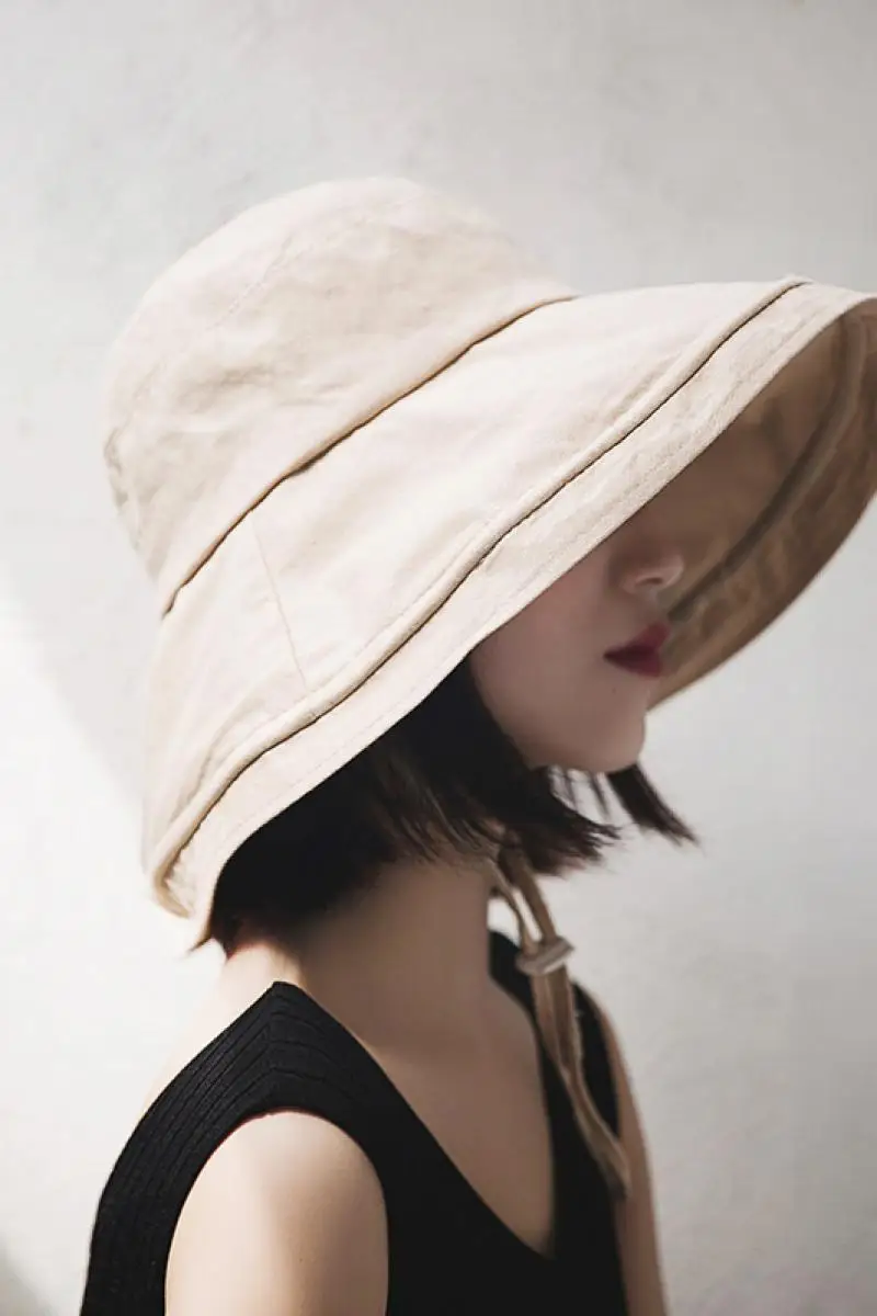 女性用 薄手の大きなつばの漁師帽【UVカット・折りたたみ可能・夏用】