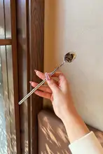 ステンレス鋼素材のハンマー模様コーヒースプーン【長柄・混ぜる・アイス用・蜂蜜対応】