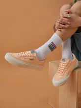 VISION FLAT TOP ソフトピンク ローカット スエード キャンバス スニーカー【男女兼用・ストリート・スポーツ】