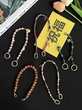 手作り編み込みスマホケース【トレンドロングチェーン・琉璃付き・ショートタイプ】
