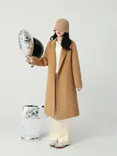 高級感あるキャメル色のダブルフェイスカシミアコート【厚手・中長丈・レディース】