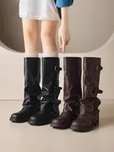 ブラウンのロングブーツ【レトロ西部スタイル・女性用・秋冬】
