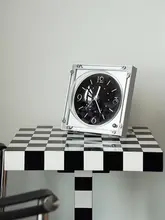 モダンデザインの静音ブラックインテリアクロック【リビング用・テーブル装飾】