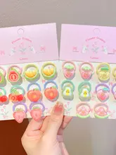 カラフルな果物と野菜デザインの子供用ヘアゴム【高弾力・女の子用・ヘアアクセサリー】
