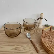 楽熊 耐熱大容量カフェグラス【北欧スタイル・ブラウンガラス・朝食用】