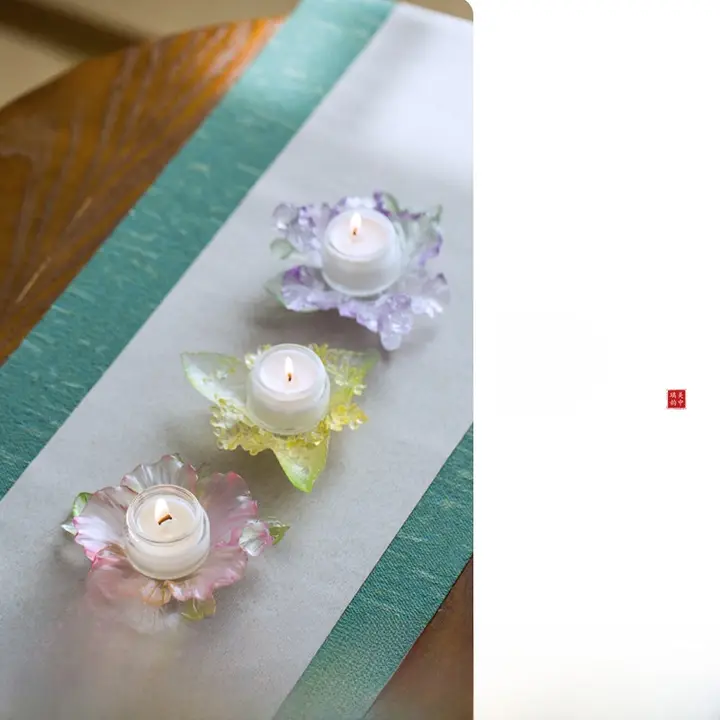 十二花神デザインの琉璃カップトレイ【茶席用・装飾アクセサリー・多様茶皿付き】