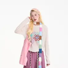 カートゥーン グラフィックプリント 長袖Tシャツ【女性用・アメリカンカジュアル・ゆったりシルエット・秋用・UVカット】