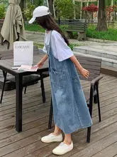 デニムサロペットワンピース【夏用・ゆったりフィット・ロングスカート】（セットアップ対応）