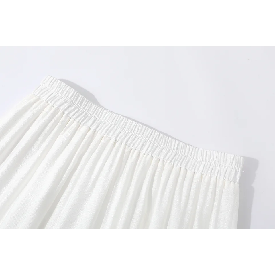 高級感あるデザイン！レース半身スカート【Aライン・白・春秋夏用】