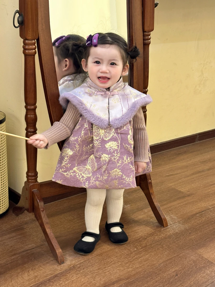 女児用唐装・チャイナドレス：秋冬法事に最適なプリンセススタイルの服