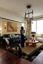 中古風リビングラグ【アメリカンスタイル・お手入れ簡単・防水】